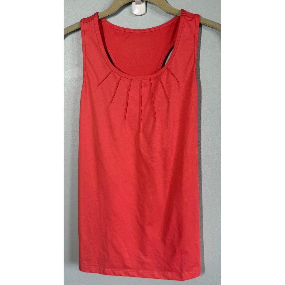 TAIL Womens Tank Top Size L Coral Pleated Racerback Tennis Golf Activewear Gym